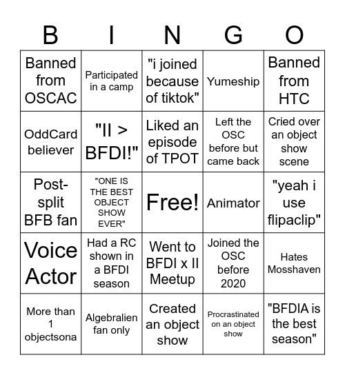 OSC Bingo Card
