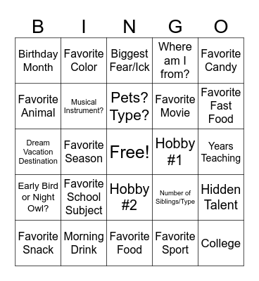 Who is Mrs. Trapp??? Bingo Card