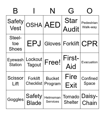 Safety Bingo 2026 Bingo Card