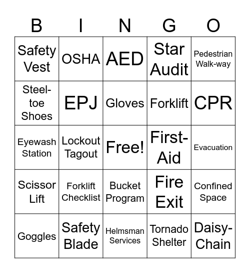 Safety Bingo 2026 Bingo Card