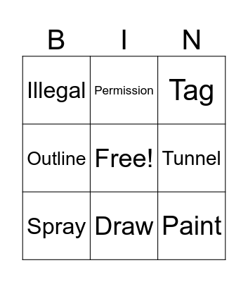 Graffiti Bingo Card