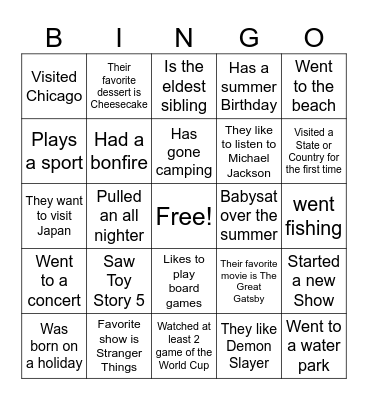 Classroom Scavenger Hunt Bingo Card