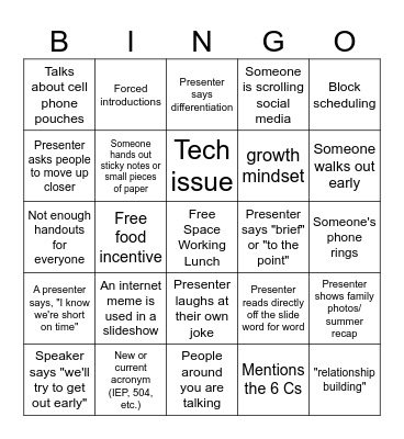 PD Bingo Card