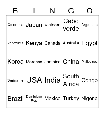 World contest Bingo Card