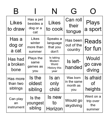 Find someone who... Bingo Card
