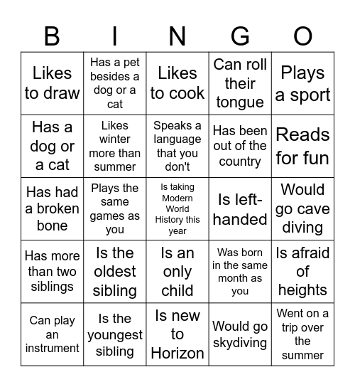 Find someone who... Bingo Card