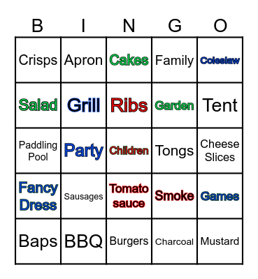 Family BBQ Bingo Card