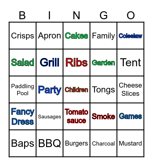 Family BBQ Bingo Card