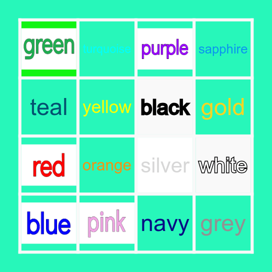 Vocabulary Bingo Card