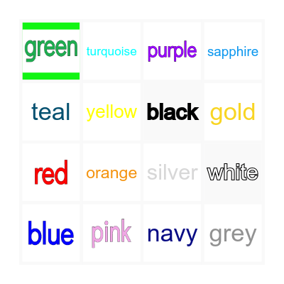 Vocabulary Bingo Card