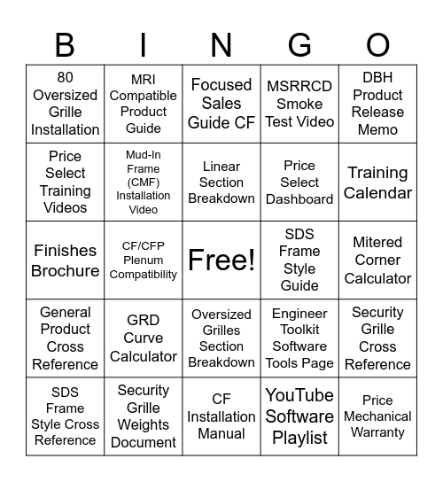 GRD Bingo Card