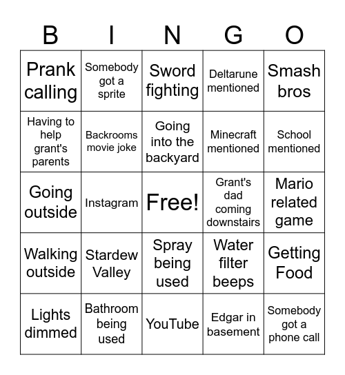 The actually alright one Bingo Card
