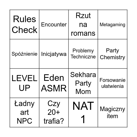Dominus Nox Bingo Card