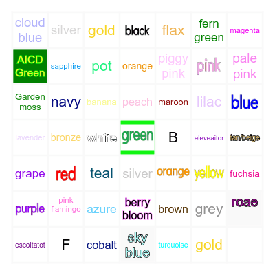 Vocabulary Bingo Card