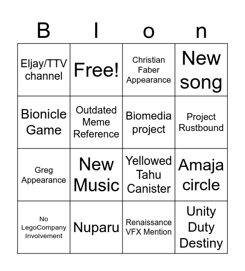 BIONICLE DAY 2026 Bingo Card