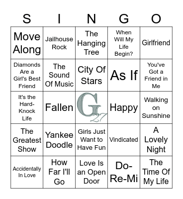 Songs From The Screen Bingo Card