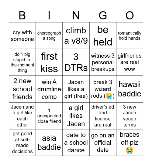 Senior Year Bingo Card