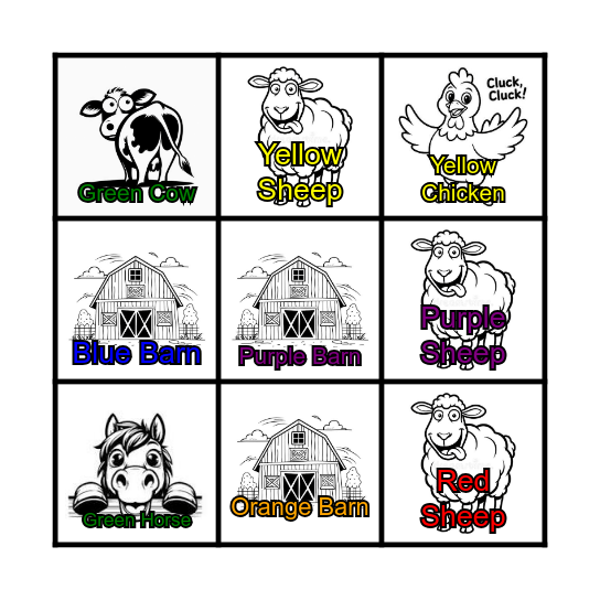 BarnYard Bingo Card