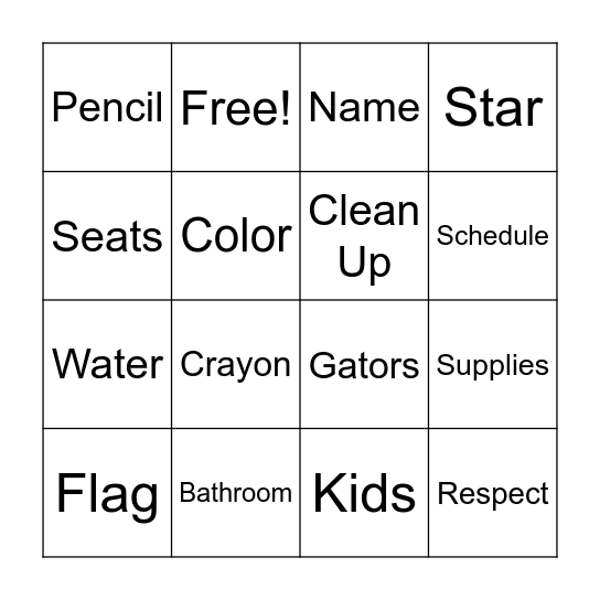 ART CLASS BINGO Card