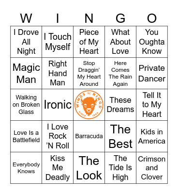 Women that Rock Wingo Bingo Card