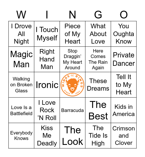 Women that Rock Wingo Bingo Card