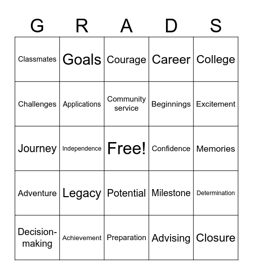 Grands Bingo Card