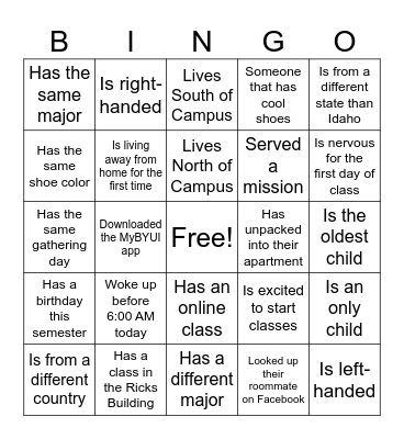 Human Bingo Card