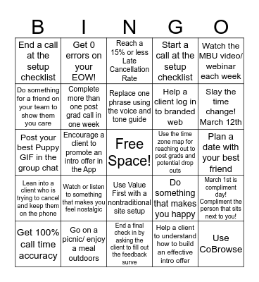March Bingo Card