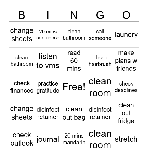 functioning bingo (monthly) Bingo Card
