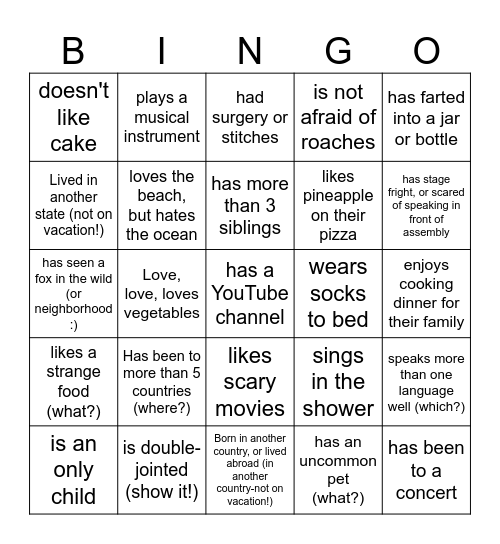 Who are you?!! Bingo Card