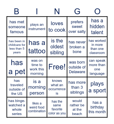 Find someone who.... Bingo Card