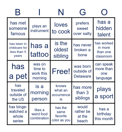 Find someone who.... Bingo Card
