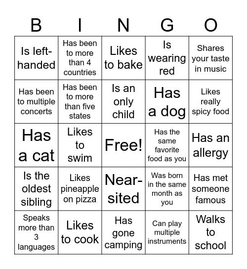 Icebreaker Bingo: Find Someone Who Bingo Card