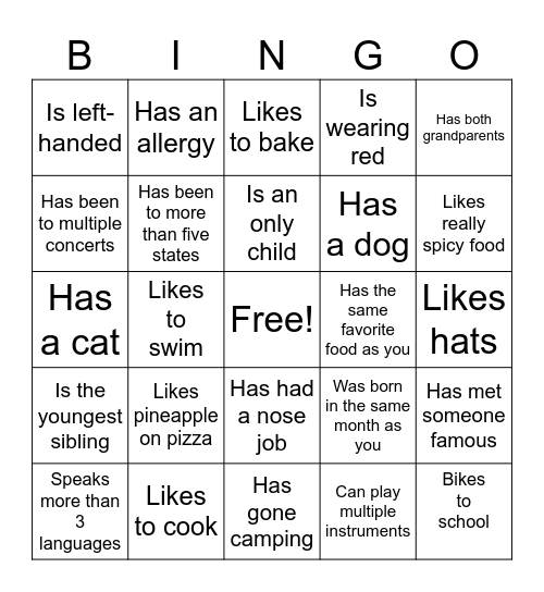 Icebreaker Bingo: Find Someone Who Bingo Card
