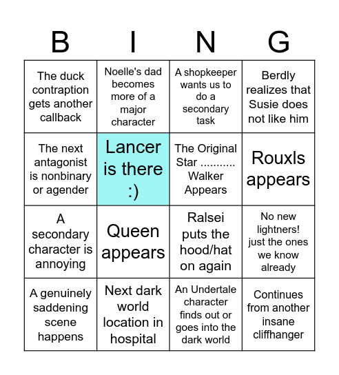 Chapter 3 Bing (Ingame) Bingo Card