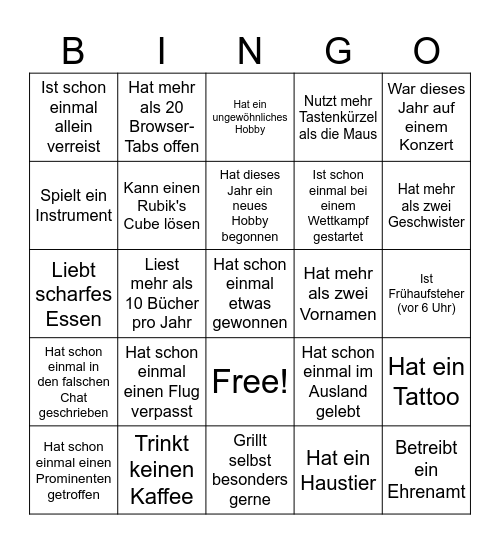 OC Bingo Card