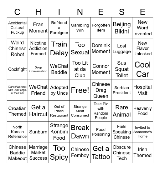 Chingo Bingo Card