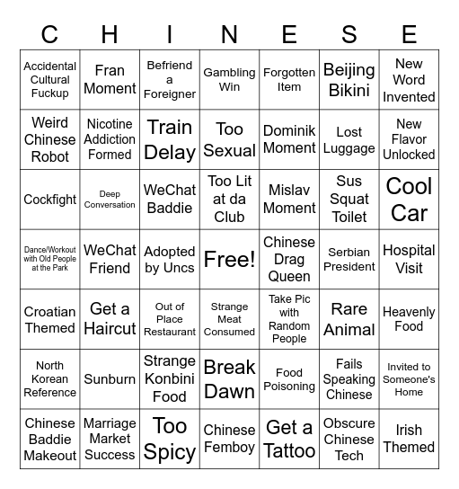 Chingo Bingo Card