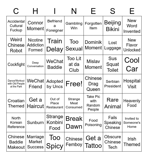 Chingo Bingo Card