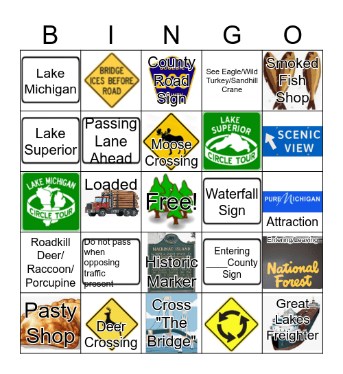 Upper Peninsula Bingo Card