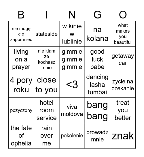 welcome to my club Bingo Card