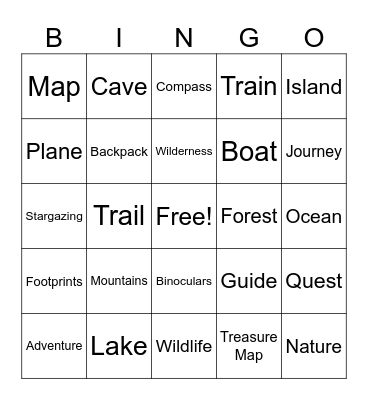 Adventure Week Bingo Card