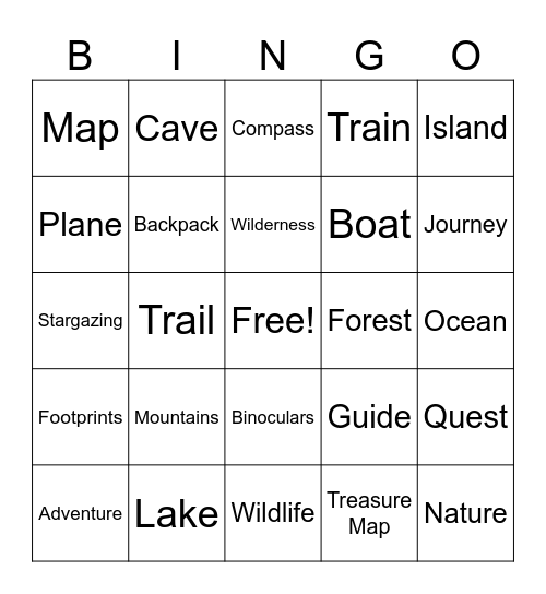 Adventure Week Bingo Card