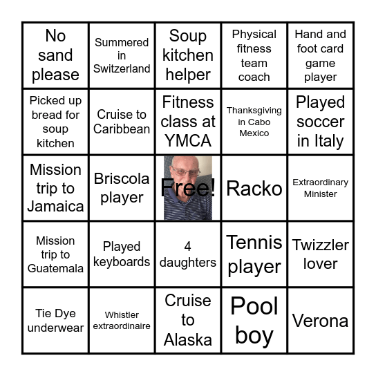 Giorgio's 90th Birthday BINGO Card