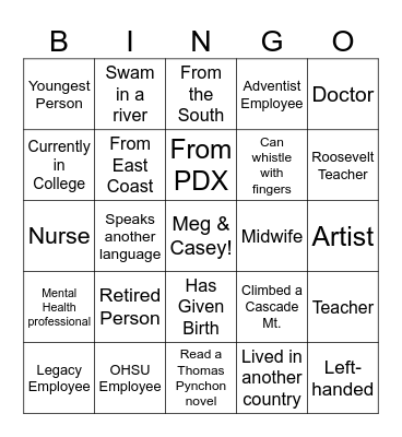 Mingle Bingo Card