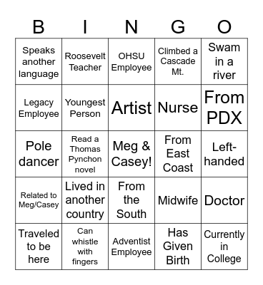 Mingle Bingo Card