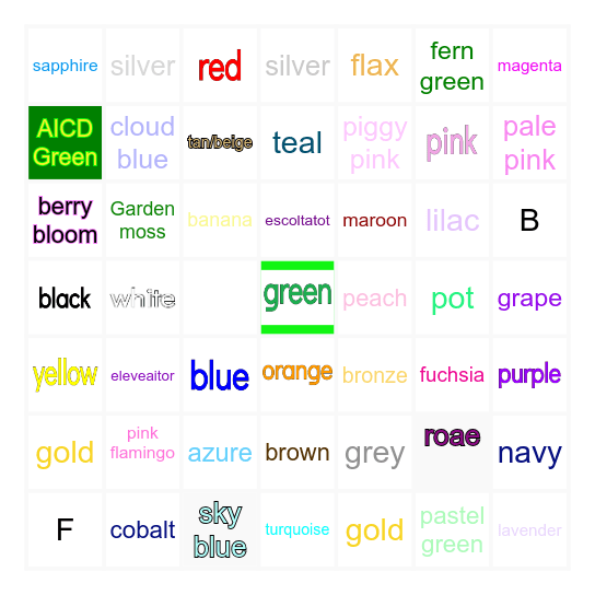 Vocabulary Bingo Card
