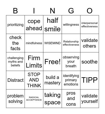 Skill BINGO Card