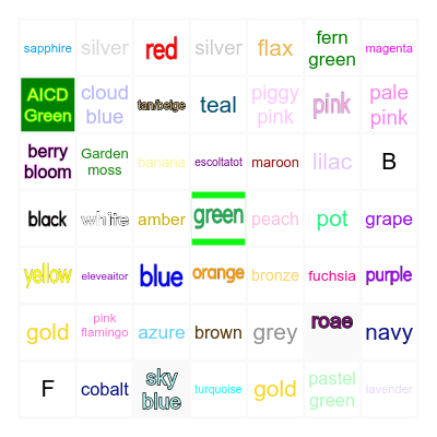 Vocabulary Bingo Card