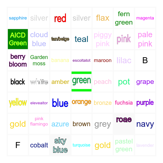 Vocabulary Bingo Card